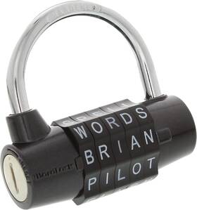 Wordlock Pl-004-bk 63-millimeter Resettable Choose Your Own Word 5-dial Hardened Steel Sha