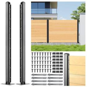 Wowace W-fp-4ft-e2 4ft Heavy Duty Fence Posts - Matte Black End Post For Privacy 2 Pack