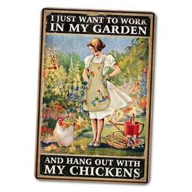 202210 Wxsw Funny Chicken Sign Coop Wall Decor I Just Want To Work In My