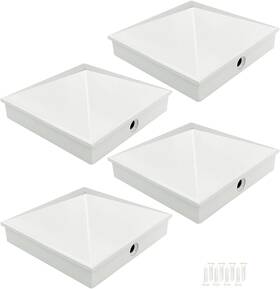Xingni 445000311320 White Fence Post Caps 4x4 3.5 Inch 4 Pack Powder Coated Aluminum Pyramid