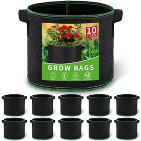 Xvvirnt 739459998469 5 Gallon Grow Bags 10 Pack Heavy Duty Aeration 12 X Inch Black