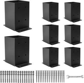 Xzwmy 768571407573 4x4 Post Base 8 Pcs Brackets Inner Size 3.6 Inch X3.6 Black Powder-coate