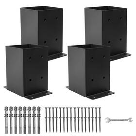 Xzwmy 768599995861 4x4 Heavy Duty Steel Post Base 4pc 3.6 Inch Bracket For Deck Fence Mailbox