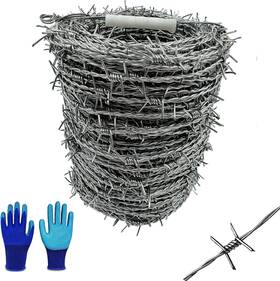 Yagjia 726085005708 Barbed Wire Fence - 328 Ft 4 Point 18 Gauge 1.6mm Barb Roll Strong