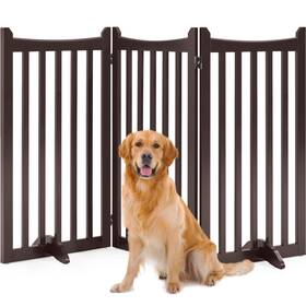 Yaheetech Yt-00138485 Freestanding Pet Gate 3-panel Wooden Dog 60 Inch W X 36 H Espresso