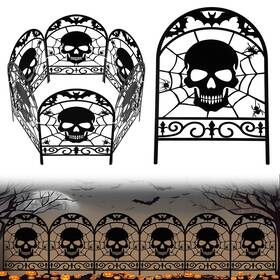 Yaocom Xie-yaocom-3223 6 Pack Halloween Skull Garden Fence Outdoor Decoration 16.5ftfth X 11.8ftftw Blac