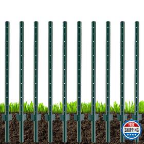 Yeson B0d8k892jp 10-pack 4ft Green Metal Garden Fence Posts T And U Stakes Heavy Duty