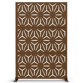 Yesuneed Suus-nhb-s180120-rb-s084-sj Metal Privacy Screen Outdoor 72 Inch H 47 W Freestanding - Brown&star