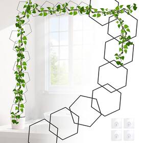 Hexagon-02 Yinjupu 20pcs Chain Trellis For Climbing Plants Indoor Metal Hexagonal Wall Plant Suppo