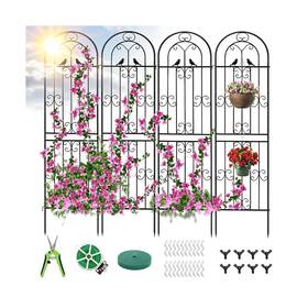 Yobazan 2.2ptj-02 Metal Garden Trellis 86.7 Inch H X 19.7 W Black Coated Wire Lattice Panel Stur