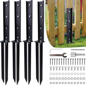 1bcw-fpr-02 Ysaekyeo 4 Pack Fence Post Repair Kit Anchor Heavy Duty Steel Fen