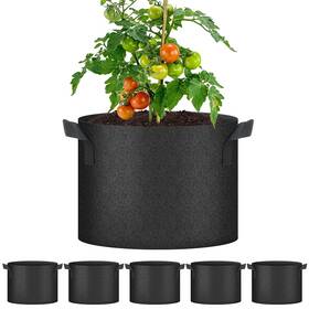 Yssoa 840166265413 5-pack 10 Gallon Grow Bags Aeration Nonwoven 5 Pack Black