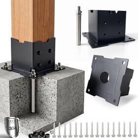 Yuvionox 726084109087 6x6 Post Base For Concrete 2 Pcs With Drainage Hole Standard