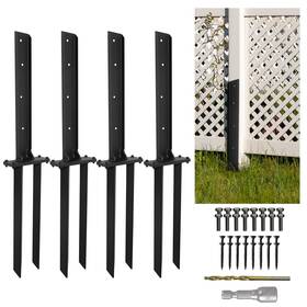 Yvhfwoy Dc-004 Heavy Duty Steel Fence Repair Kit - Post Anchor Double Ground Spike Support F