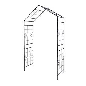 Zeus & Ruta 313045660666 94.5 Inch X 56.3 Black Wooden Garden Arch Arbor Trellis Climbing Plant