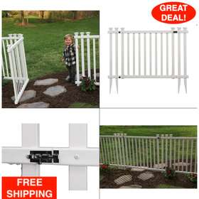 309818580 Zippity Outdoor Products 4.3ft X 3ft White Vinyl Baskenridge Fence Gate Pets Spaced Picket