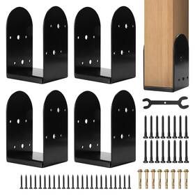 Vlrt014-4bk Zobgowe 4 Pack X Post Base Bracket Carbon Steel 4x4 Inner Size 3.5