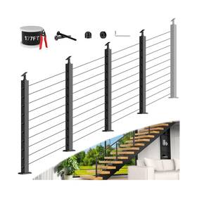 Zylorix 36-spk-4p 36 Inch Expandable 12-16ft Black T304 Cable Railing Post Kit Complete Rail