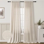 Aersas Beige Linen Blend Curtains 96 Inch Length 2 Panel Set. Fixed Price $35.99.