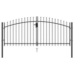 Fence Gate Double Door With Spike Top Steel 9.8'X4.1' Black. Fixed Price $282.63.