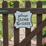 Please Close The Gate Cast Iron Wall Sign, Black And White, 6.8". Fixed Price $18.00.