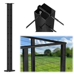 Muzata T-corner 42"X2"X2"FIXED Top Black Cable Railing Post PS02 B34L. Fixed Price $99.99.