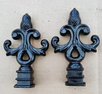 Fleur De Lis Style Cast Iron Finial W/ Acorn Top Black Paint 6" High. Fixed Price $23.89.