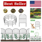 Interlocking Decorative Garden Fence - Panels, 10FT X 24IN H, Black Metal. Fixed Price $38.47.