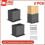 2 Pcs Post Base, 4"X6" Brackets (acturl 3.6 X5.6), Heavy Duty Black Metal. Fixed Price $41.65.