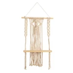 Nearly Natural 24" Boho Chic Handmade Macrame & Wood Wall Shelf Decor. Fixed Price $36.00.