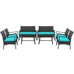 Patio 8PCS Wicker Furniture Set Cushioned Chairs& Loveseat W/coffee Table Garden. Fixed Price $309.99.