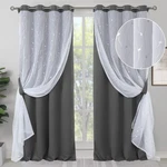 Bgment Dark Grey Blackout Curtains With Sheer Overlay 84 Inches Long Double L.... Fixed Price $93.87.