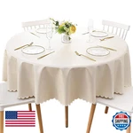 Jeloris Round Vinyl Tablecloth, Waterproof & Stain Resistant, Heavy Duty Plastic. Fixed Price $70.60.