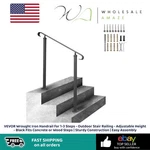 Vevor Wrought Iron Handrail For 1-3STEPS Outdoor Stair Railing Adjustable Height. Fixed Price $54.99.