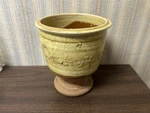 Vietri Pottery Footed Flower 8" Tall 7" In Diameter Yellow Glaze. Fixed Price $29.99.