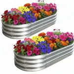 Raised Garden Kit Pack 4X2X1FT Galvanized Metal Planter Eclaron Beds Oval. Fixed Price $114.99.