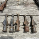 * Vintage Cast Iron Finial Fence Toppers Lot Of Five (5) Rust- Unused. Fixed Price $27.99.