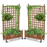 Costway 2PC 50IN Wood Planter Box W/trellis Mobile Raised Bed For Climbing. Fixed Price $154.99.