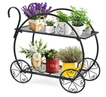 Garden Cart Metal Plant Stand W/ 4 Decorative Wheels,succulent Collection Flower. Fixed Price $62.98.