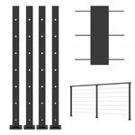 Muzata 4-PACK 42" Black Cable Railing Posts T304 Steel Level Surface Mount. Fixed Price $230.00.