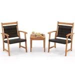 Costway 3PCS Patio Rattan Bistro Set Acacia Wood Frame Armrest Chairs Garden. Fixed Price $238.62.