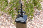 Black 4X4 Fence Post Cap, Wrought Iron Drooping Triad 3-1/2 Actual. Fixed Price $31.95.