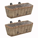Vidaxl Balcony Planter 2 Pcs Wicker With Pe Lining 15.7". Fixed Price $200.00.