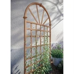 77-INCH Outdoor Light Brown Vinyl Lattice Garden Trellis With Arched Top. Fixed Price $287.99.