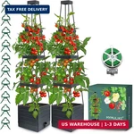 Mymulike 2 Pack Raised Garden Bed Planter Box With Trellis, 58" Tomato Cage. Fixed Price $46.30.