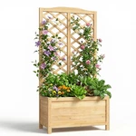 Natural Wooden Raised Garden Bed Vegetable Planter Grid Box Withclimbing Trellis. Fixed Price $159.98.