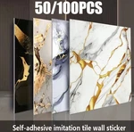 11.8X11.8IN Self-adhesive Glossy Imitation Marble Tile For Wall Decoration. Fixed Price $78.99.