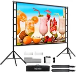 150'' Portable Projector Screen With Stand & Carry Bag For Outdoor Movies. Fixed Price $121.99.