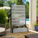 Freestanding 6FT Ash Privacy Screen With Planter Box For Patio Outdoor Use. Fixed Price $444.99.