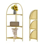 Foldable 3 Tier Corner Shelf Metal Plant Stand With Gold Frame. Fixed Price $58.52.